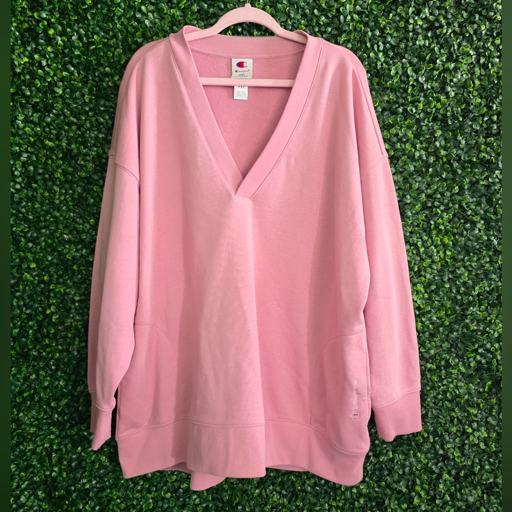 Champion Women's V-Neck Pink Sweater Size XXL